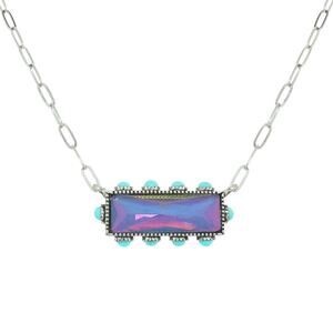 Western Horizontal Bar Gemstone Necklace Blue